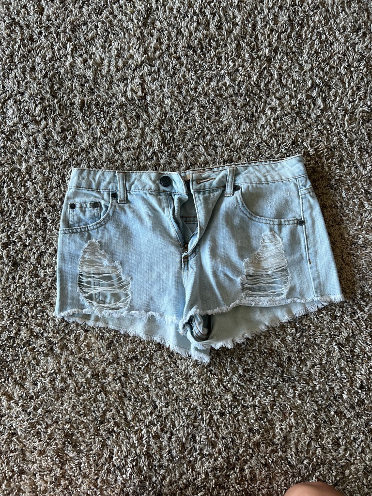 Shein Light Blue Distressed Denim Cutoff Shorts